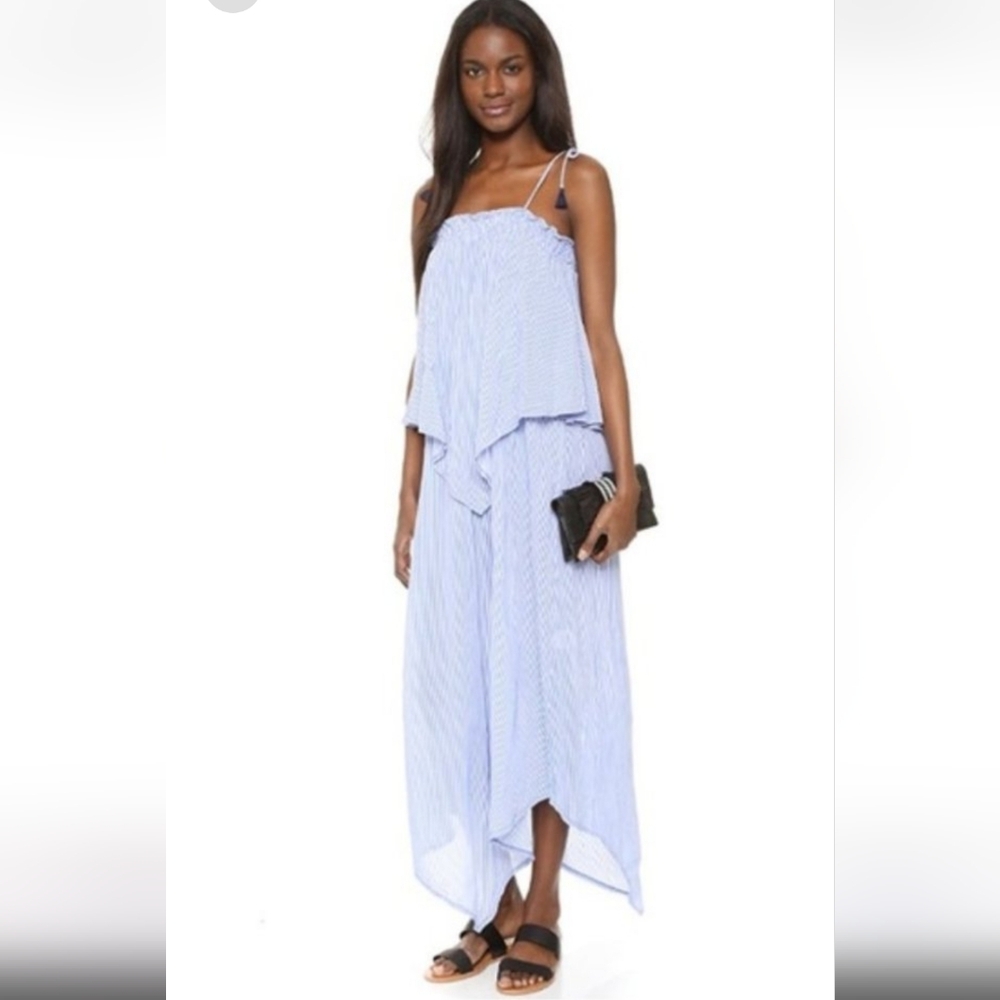 Faithfull The Brand Escape Blue And White Midi Dress Blue Size Small